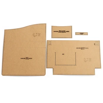 

1 Set Of Leather Craft Men's Clutch Bag Business Storage Bag Sewing Pattern Hard Kraft Paper Stencil Template 20cm*13cm*3cm