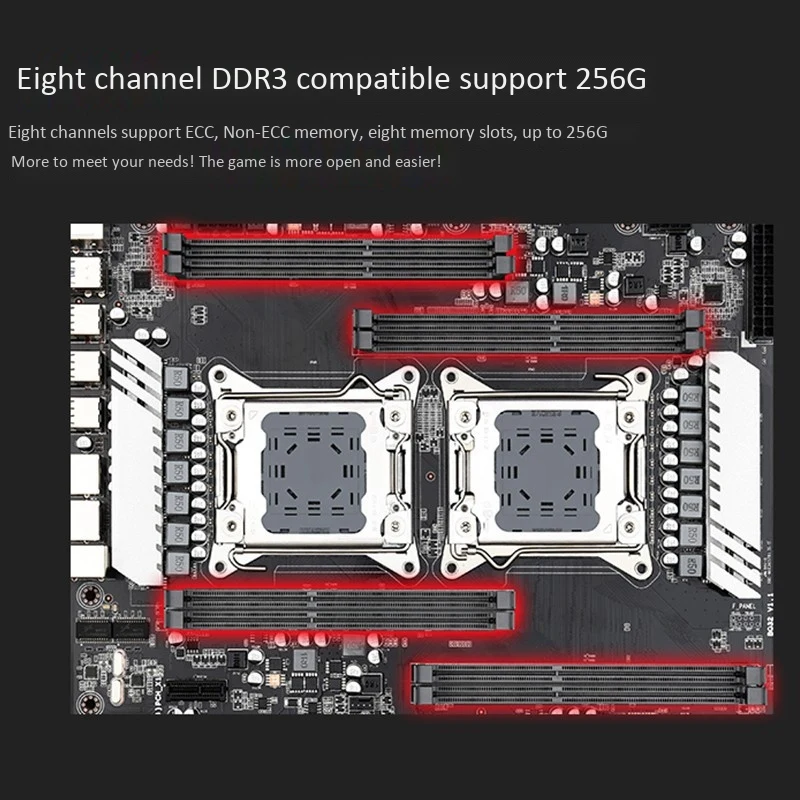 JINGSHA X79 S8 E-ATX двойной Процессор LGA2011 материнская плата Поддержка для Двухъядерный Intel E5 V1/V2 DDR3 1333/1600/1866 МГц 256G M.2 NVME SATA3 USB