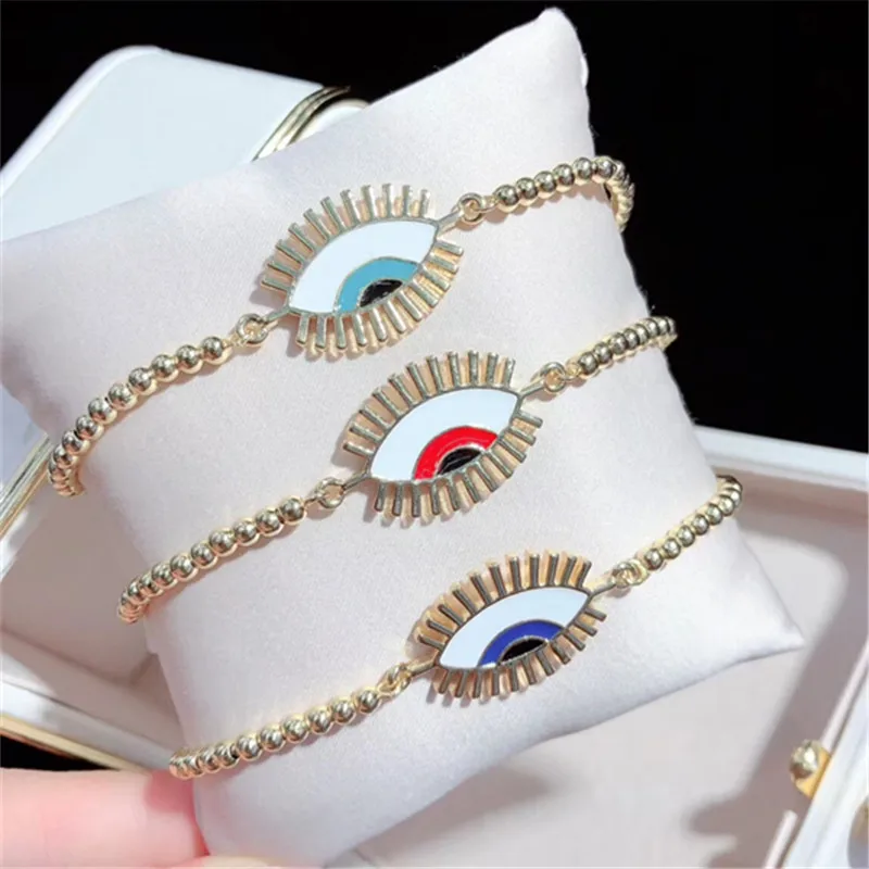 10pcs/lot High Quality Brass Bracelet Drop Oil Turkey Eye Adjustable Bracelet Fashion Jewelry