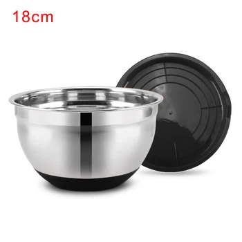 

Tableware Silicone Bottom Kitchen Utensil Stainless Steel Non-Slip Food Container Thickened Mixing Bowl With Lid