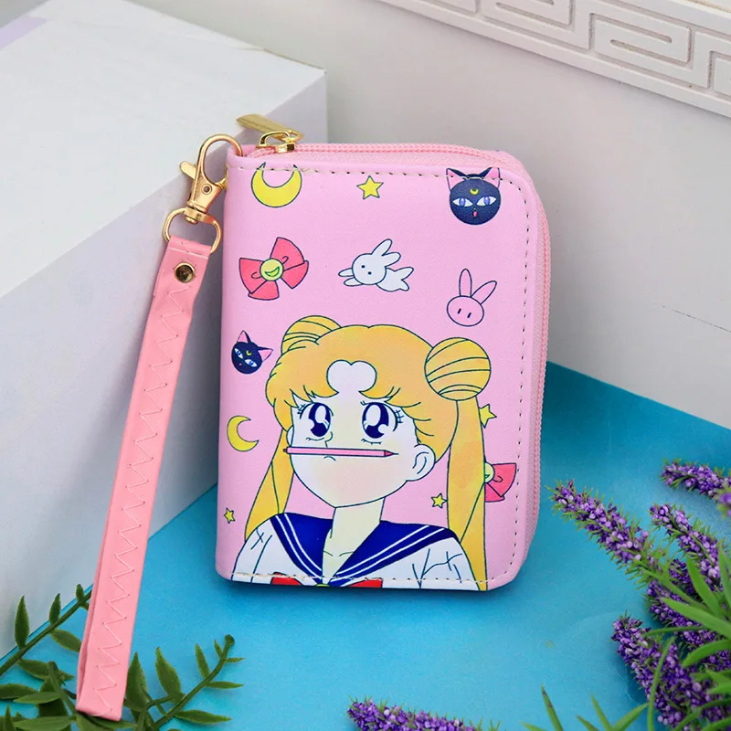 Anime moon role play wallet portable mini cartoon zero wallet adult children gift Pu short Wallet anime cosplay