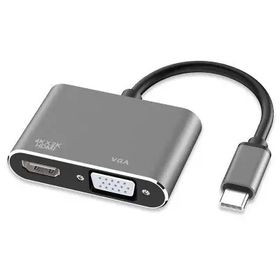 BLACK HD USB C адаптер HDMI VGA Тип C к HDMI+ VGA 4K Thunderbolt 3 для samsung Galaxy S10/S9/S8 huawei mate 20/P30 Pro USB C HDMI - Цвет: BLACK
