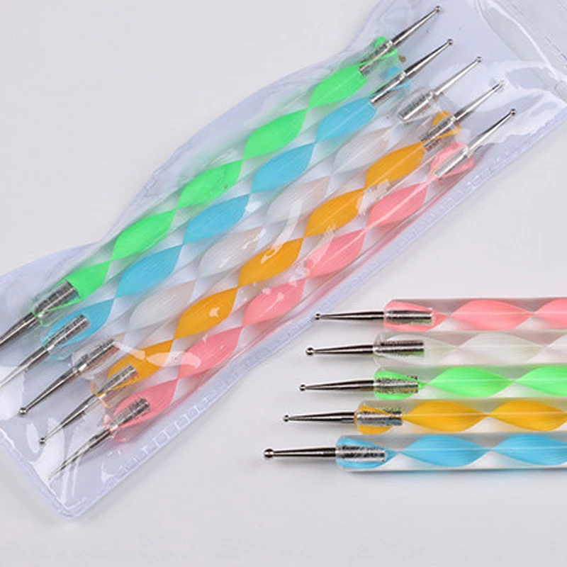 Набор из 5 шт. двусторонняя ручка для рисования ногтей акриловая инструменты