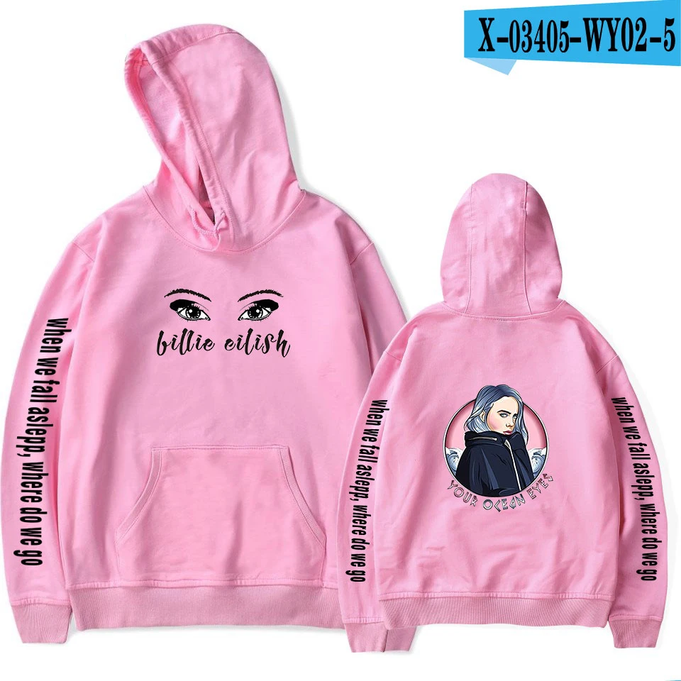 Новая Серая Толстовка Billie Eilish, толстовки для женщин и мужчин, толстовки Harajuku с капюшоном, Осенние повседневные пуловеры Billie Eilish для девочек - Цвет: pink