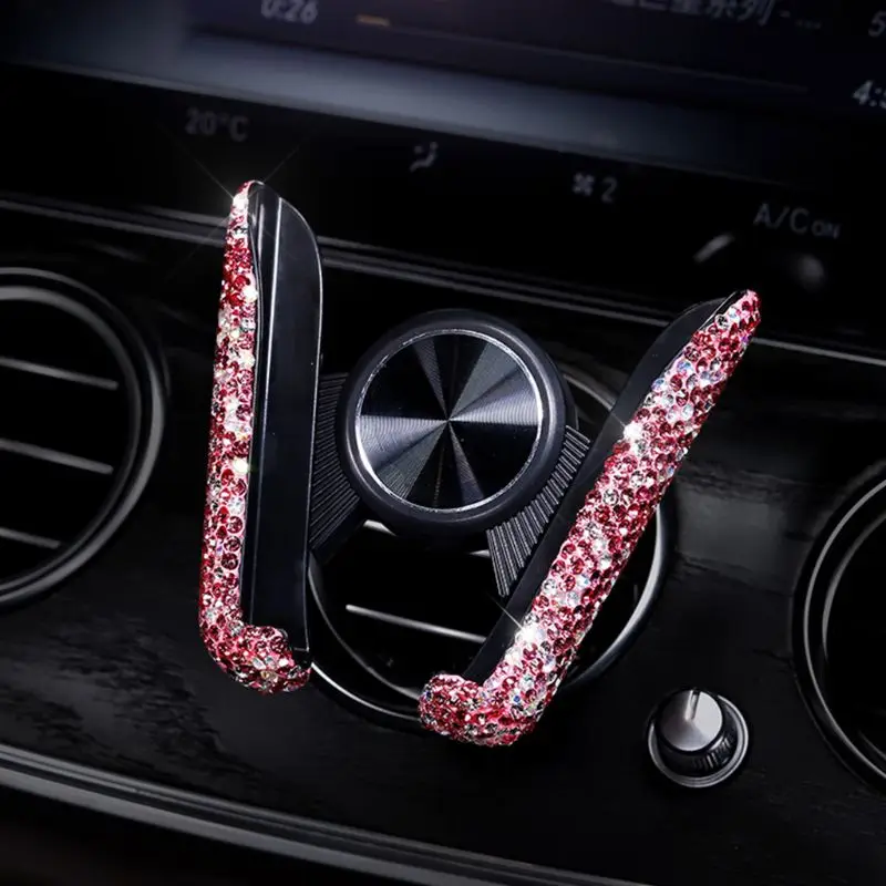Универсальный Blingbling горный хрусталь кристалл удобный мини автомобиль тире вентиляционное отверстие автоматический регулируемый держатель телефона
