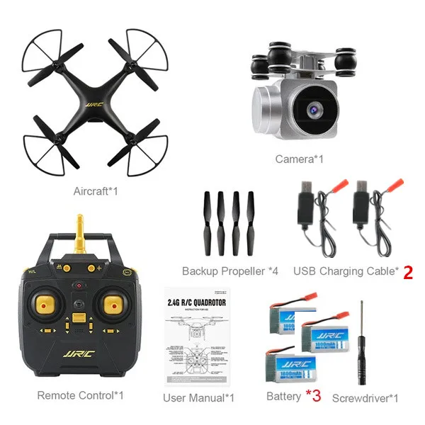 Радиоуправляемый Дрон с камерой HD 2,4G Wifi FPV Квадрокоптер, Радиоуправляемый вертолет Безголовый режим супер яркий светодиодный светильник Дрон 20 минут время полета - Цвет: Black 3batter 2Cable