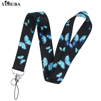 

Beautiful Large Butterfly Lanyards Keychain Classical Style Ribbon Mobile Phone Hang Rope Lariat Neck Straps ID Card Key Holder