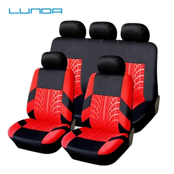 

LUNDA Car Seat Covers Universal Fit Full Set Car Seat Protectors Tire Tracks Car Seat Accessories 9PCS