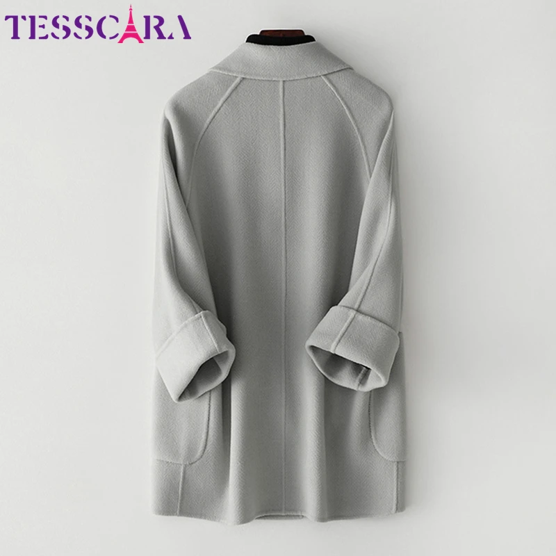 TESSCARA женский осенне-зимний элегантный шерстяной смешанный простая куртка-пальто женский высококачественный кашемировый Блейзер Куртки Верхняя одежда и пальто