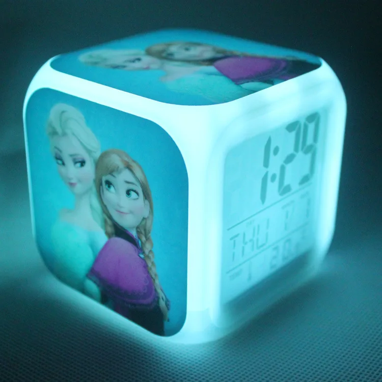 Disney Frozen Queen 'S Kleurrijke Wekker Led Vierkante Klok Kinderen Creatieve Digitale Klok Kerstcadeaus Oplaadbare|Feest bedankjes| AliExpress