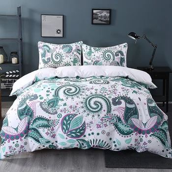 

Paisley-Green Pattern Duvet Cover High Quality Home Textile Quilt Cover with 2 Pillowcase 3D Printing Bed 3 Pcs Set and Sheet