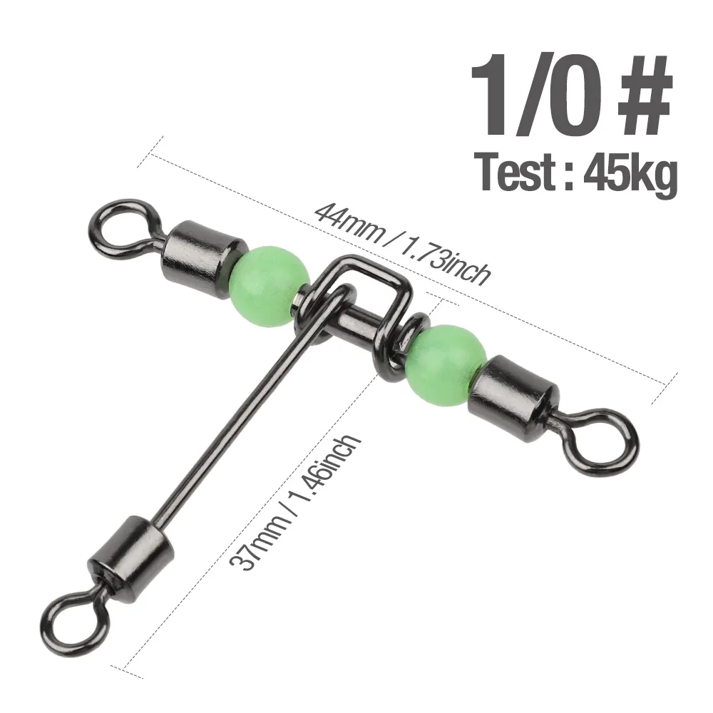 Size 1I0 DONQL 5/20 штук Соединительный Вертлюг для рыбалки подшипники качения 3-х полосная T Форма рыболовный крючок приманкой разъем рыболовные снасти светящиеся шарики - Цвет: Size 1I0