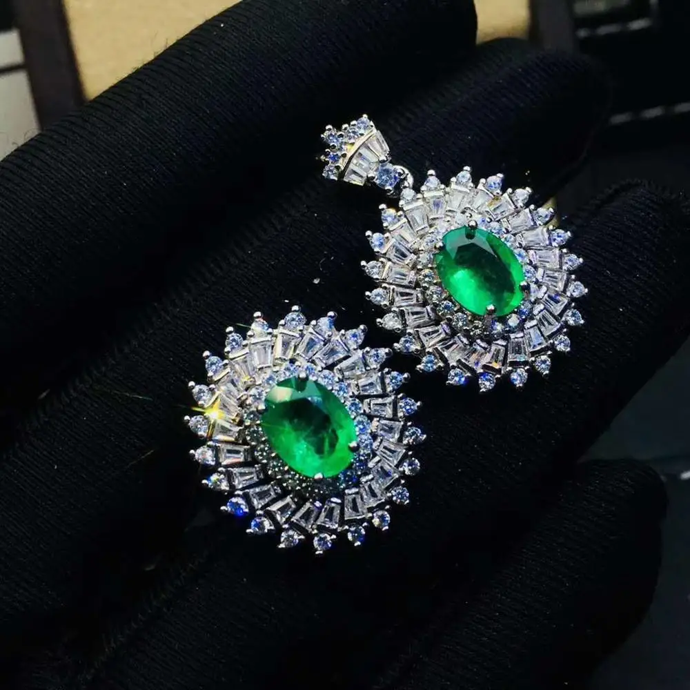 

Натуральный изумруд комплект ювелирных изделий из натурального изумруд 925 пробы серебро 1 шт. Подвеска, 1 шт. кольцо