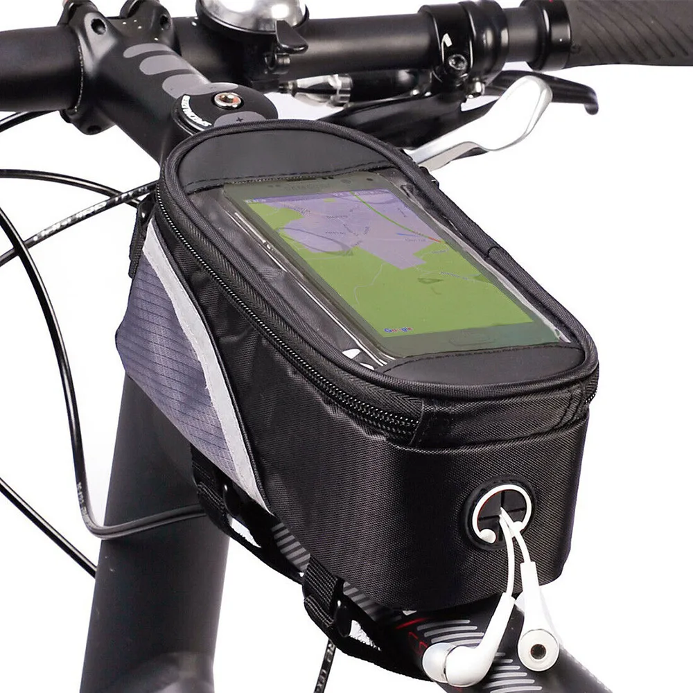 PU Material Waterproof Bicycle Bag Bike Frame Top Tube Touch Screen for Moilbe Phone Moutain Road | Спорт и развлечения