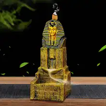Золотой обратный ладан держатель горелки домашний Декор Орнамент серафический египетский фараон король обратный водопад дым курильница