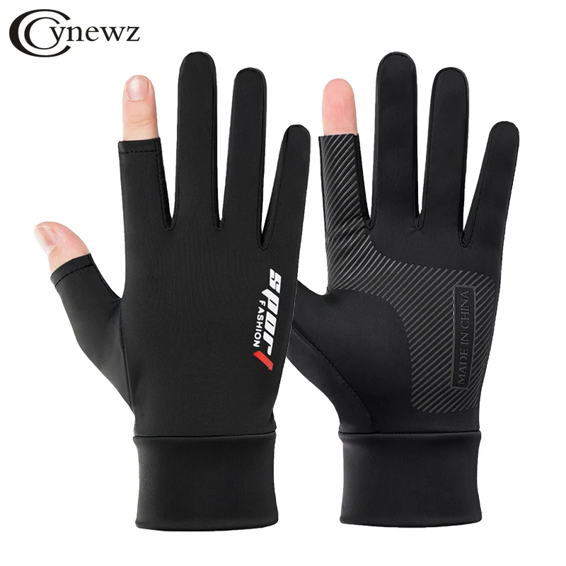 Summer Cycling Gloves Men Mesh Breathable Thin Fishing Gloves Anti Slip Half Finger Sports Bicycle Gloves mens leather gloves