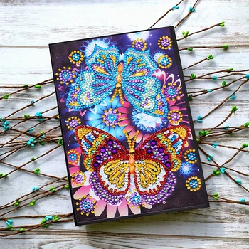 

AZQSD Diamond Painting Notebook Special Shaped Animal Diamond Embroidery Sale Butterfly Flower A5 Diary Book Mosaic Gift