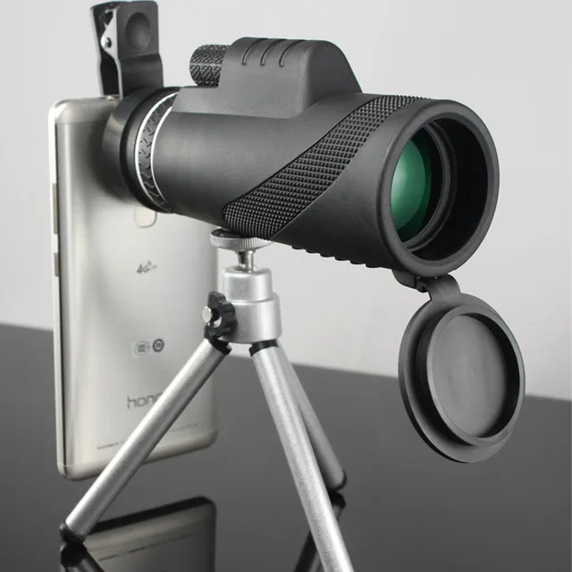 Высокое качество 40x60 мощный бинокль Бинокулярные полевые очки большой Монокуляр Военный HD Профессиональный Охота - Цвет: Черный