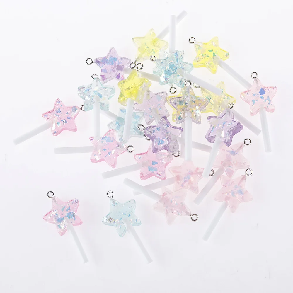 10pcs/Pack Star Resin Earring Charms for Earring Bracelet Pendant Jewelry  Findings Phone Making