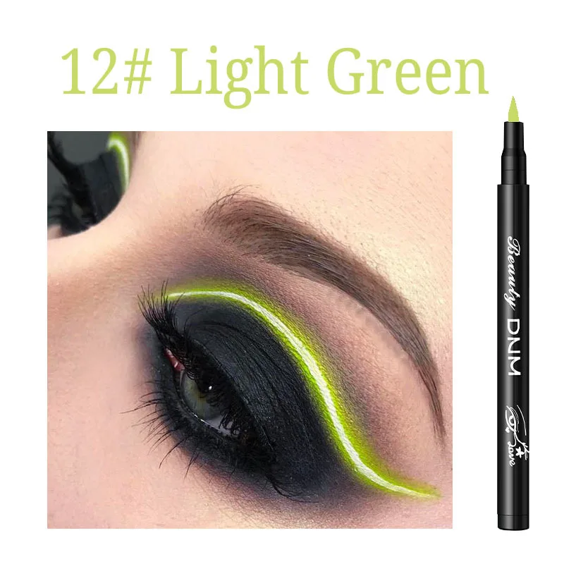 12 цветов, матовая подводка для глаз, жидкий карандаш, водостойкий макияж, подводка для глаз, красота, косметика, цвет зеленый, синий, подводка для глаз, ручка, инструменты для макияжа - Цвет: Light Green