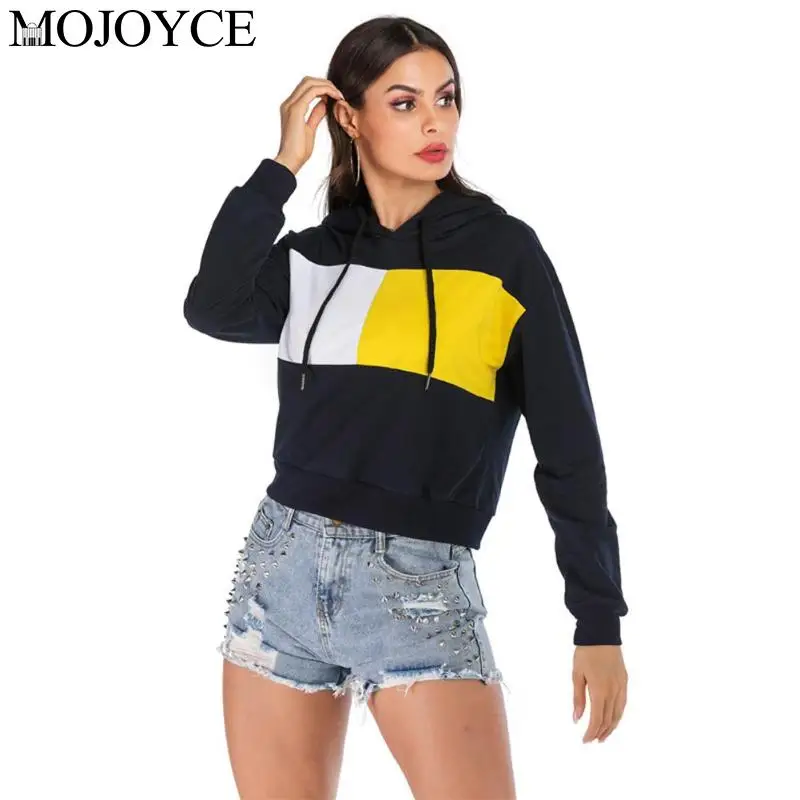 

Women Hit Color Sweatshirt Long Sleeve Hooded Tops Thin Pullover Hoodie Autumn Long Sleeve Pullover Femme Dropshipping