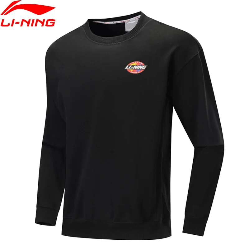 

Li-Ning Men The Trend Sweater Retro Printing Loose Fit 100% Cotton Long Sleeve LiNing Comfort Sports Hoodie AWDP423 CJAS19