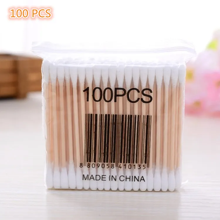 100pcs double-head cotton swabs medical disposable cotton swabs cosmetic cotton swab sticks hygiene cotton swabs beauty swabs