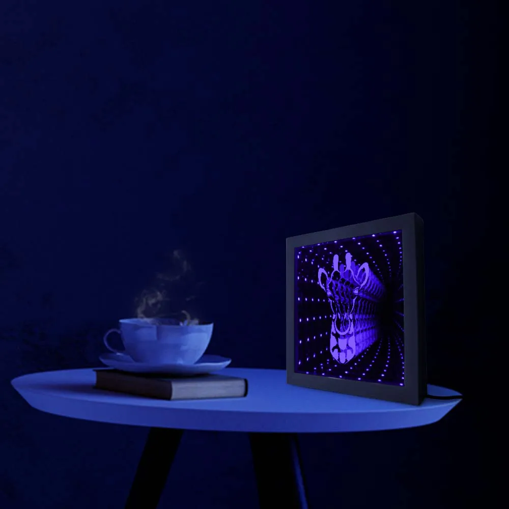 3d светильник Жираф для лица оптическая иллюзионная Ночная подсветка освещенная