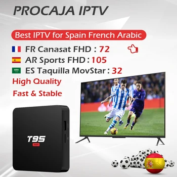 

New T95 Super Android 10.0 Box Spain IPTV Allwinner H3 Quad-Core 2G/16G 4K WIFI Smart Box Free Portugal France Arabic IPTV