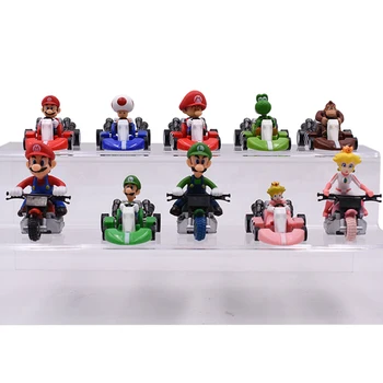 

10Pcs/Set Super Mario Bros Figures 3.5-5cm Japan Anime Luigi Dinosaurs Donkey Kong Bowser Kart Pull Back Car Pvc Figma Kids Toys