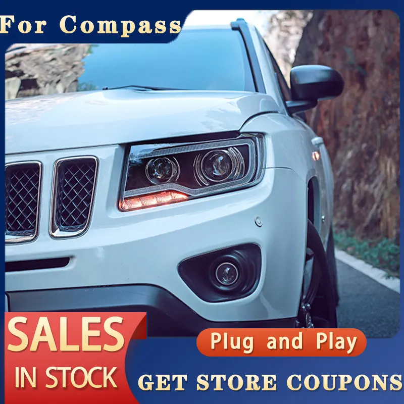 Для JEEP Compass 2011-2016 светодиодная Хрустальная фара DRL противотуманная сигнал