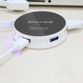 

Round USB3.0 4 Port Hub Super Speed Portable Foldable Multi-port High-speed USB Splitter Replacement for PC Laptop