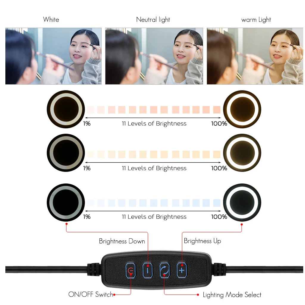 Portable Clip Fill Light Selfie LED Ring Photography with Tripod for Phone