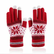 

Wholesale acrylic snowflake plush thick warm touch screen gloves