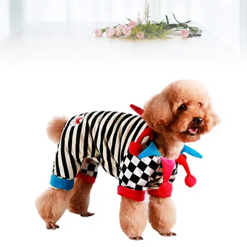 

1PC Winter Warm Pet Jacket Dog Stripe Clown Four Legs Clothes for Puppy Poodle - Size S