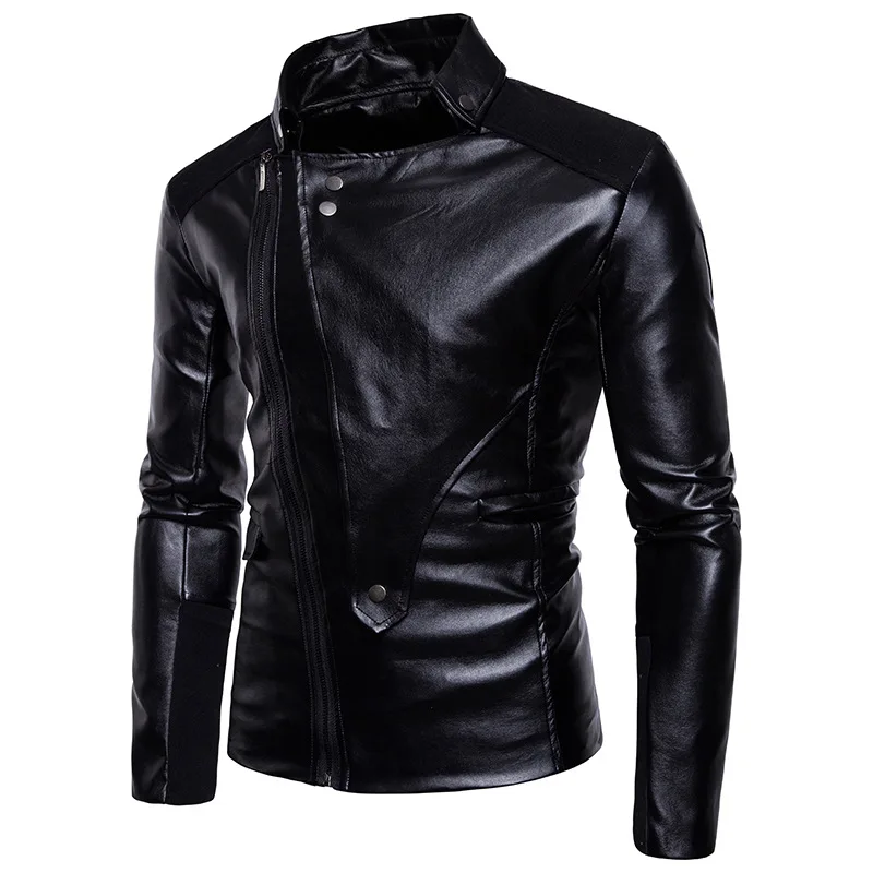 New Style Men Multi-pockets Leather Coat Simple Fashion England Leather Coat