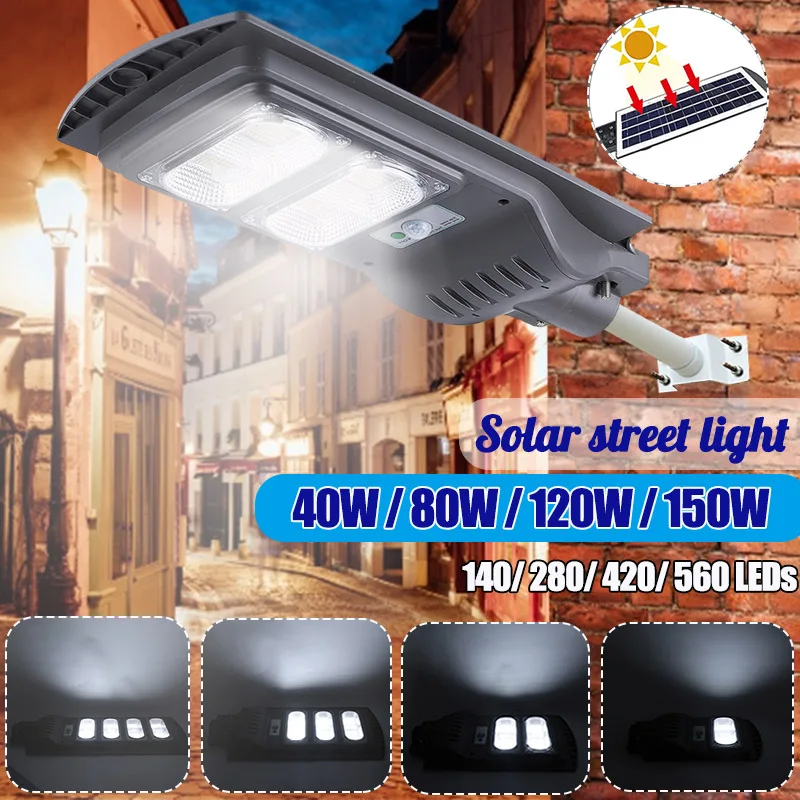 

AUGIENB 40W/80W/120W/150W Solar Street Light Waterproof IP65 PIR Motion Sensor + Remote Control Outdoor Lighting Security Lamp