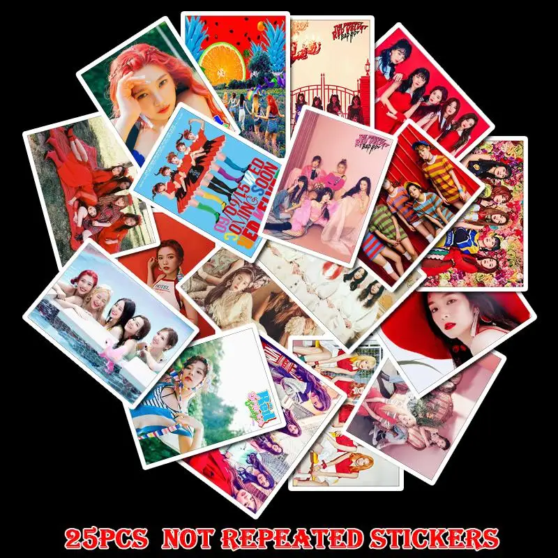 

25PCS/Pack Korean Singer Kpop Red Velvet Stickers For Bar Luggage Skateboard Laptop Children Toy Waterproof Stickers Decals