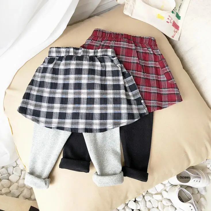Hot Selling Girls Plaid Bow Pants Autumn Cotton Fashion Girls Leggings 2-7T PZ91