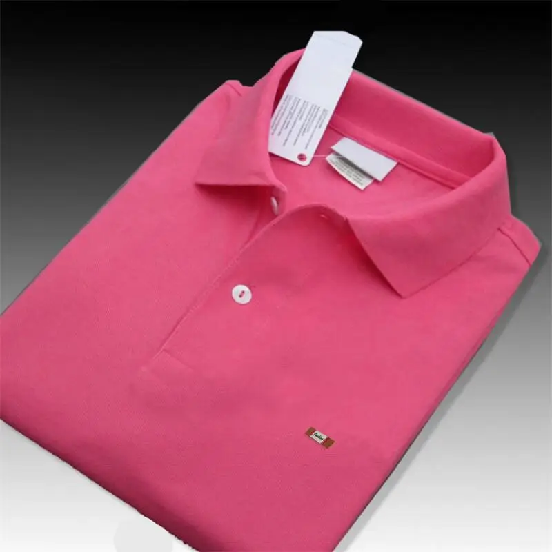 Rose red XS-4XL, хлопок, новинка, летние мужские рубашки поло с коротким рукавом, повседневные однотонные мужские рубашки поло с отворотом, модные мужские футболки s - Цвет: Rose red