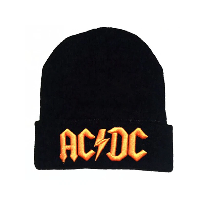 Зимняя ACDC шапка бини с вышивкой для женщин и мужчин крутая черная Теплая Лыжная Шапка уличная хип-хоп шапки унисекс вязаная шапка Skullies - Цвет: orange