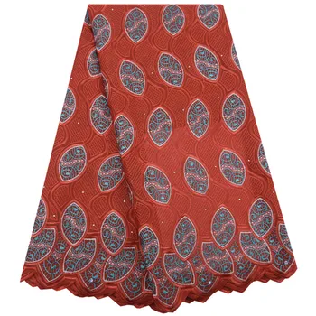 

Red African Lace Fabrics 5 Yards Swiss Voile Lace Switzerland High Quality Nigerian Cotton Lace Fabric For Wedding 5 Yards 1837