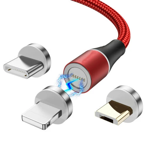 BTwear Магнитный usb-кабель для зарядки 3,3 фута/1 м с разъемами Micro usb type C IOS 3 в 1 зарядный кабель-адаптер для iPhone huawei - Цвет: 3 in 1-Red