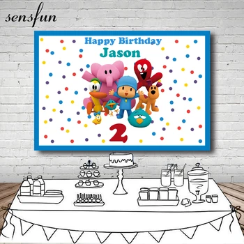 

Sensfun Photography Backdrop Cartoon Characters Pocoyo Birthday Party Baby Child Colorful Polka Photo Backgrounds For Studio