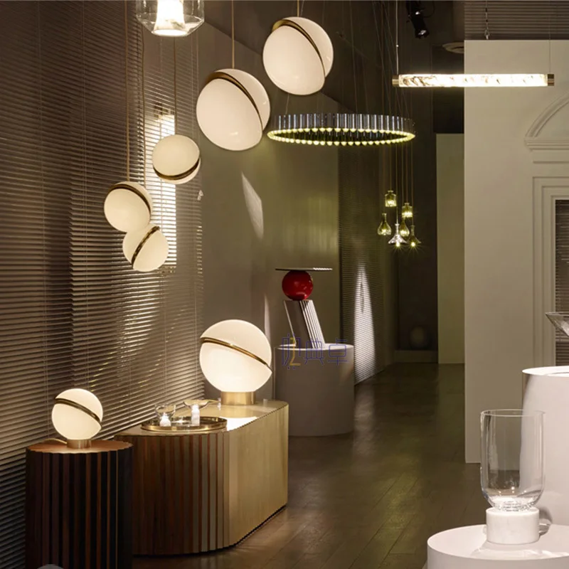 

Modern Nordic Glass Balls Pendant Lights High Grade Moon Luminaire Pendant Lamps for Living Room Droplight Hanging Lamp