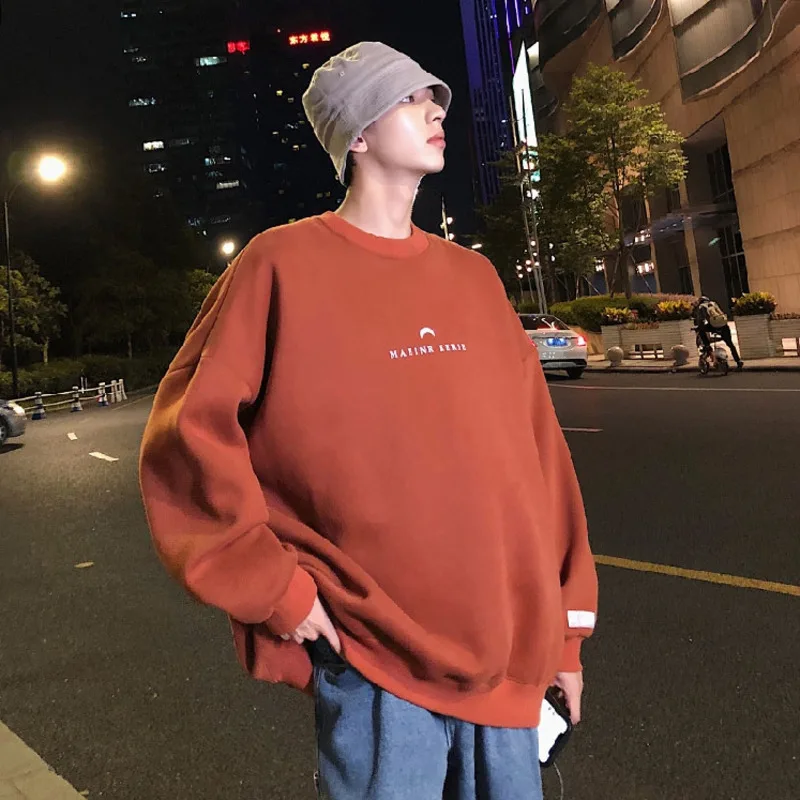 

Men's Sweatshirt 2019 Autumn and Winter New Loose Solid Color Joker Sweatshirt Youth Personality Fashion Trend Men's Wear