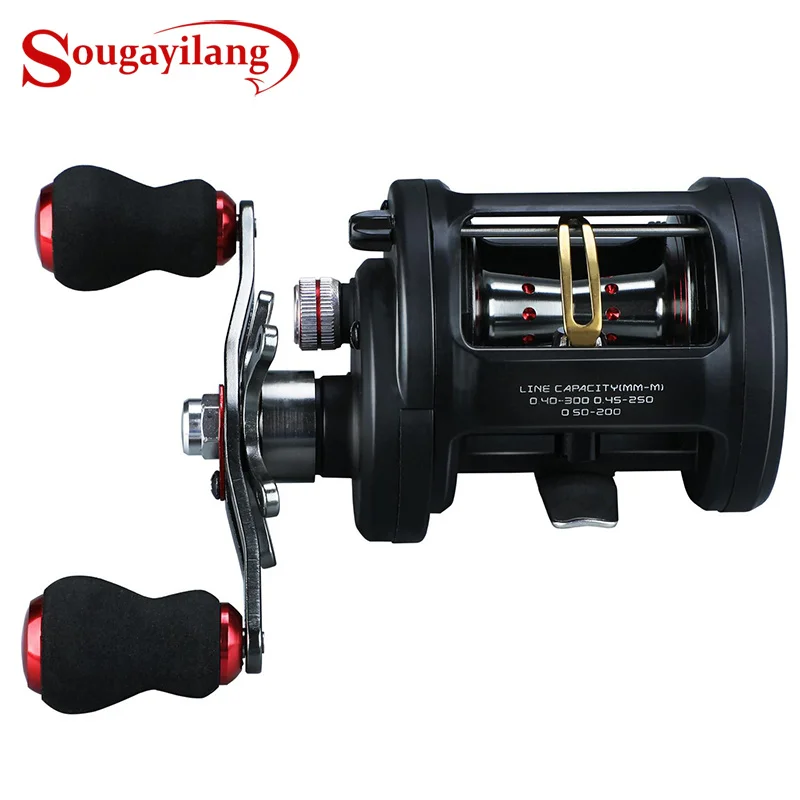 

Sougayilang Trolling Fishing Reel Right/Left Hand Pesca Round Baitcasting Reel Coil Saltwater 18+1BB 6.3:1 Trolling Carp Reel