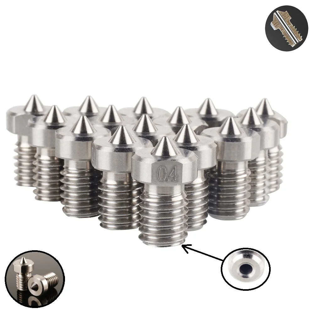 

MEGA 12pcs 15pcs E3D V5 V6 Titanium Alloy Nozzle M6 Thread 0.3mm 0.4mm 0.5mm 3D Printer Parts 1.75mm Filament