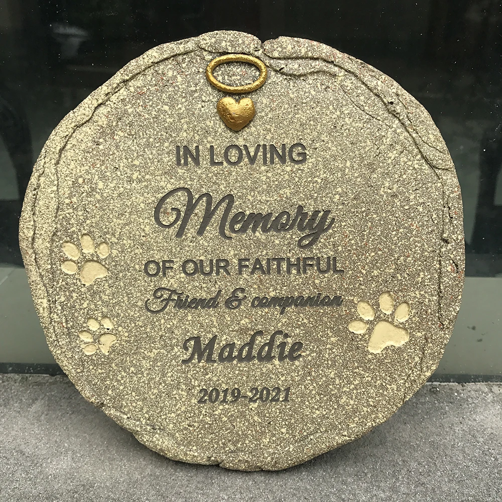 Personalized Pet Dog Memorial Laser Engraved Stone Dog Headstone Pet Memorial Stone Grave Marker Tombstone Garden