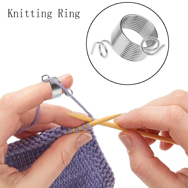 4PCS Metal Knitting Ring Finger Yarn Holder for Knitting Metal Crochet Loop  Knitting Accessories for Faster